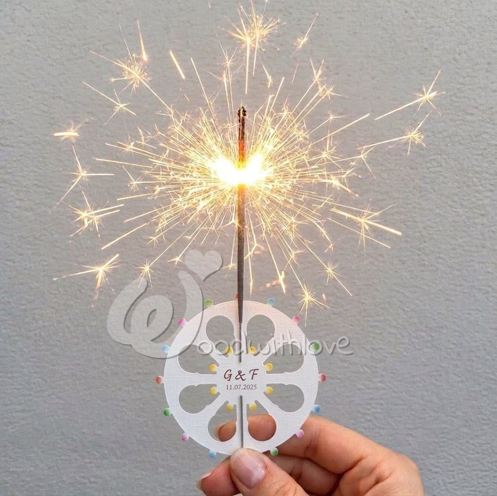Tag scintilla luminaria in carta. Ideale al momento del taglio torta o come segnaposto.