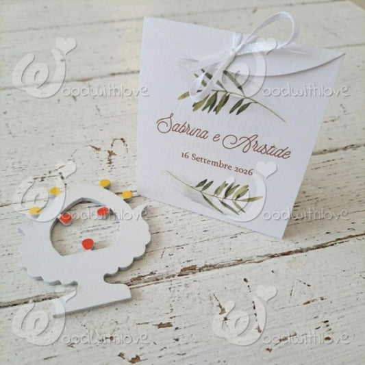 Scatolina in carta personalizzata per calamite segnaposto a tema luminaria 
