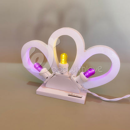 Bomboniere luminarie fatte a mano a forma di ventaglio con tre luci led con colori a scelta
